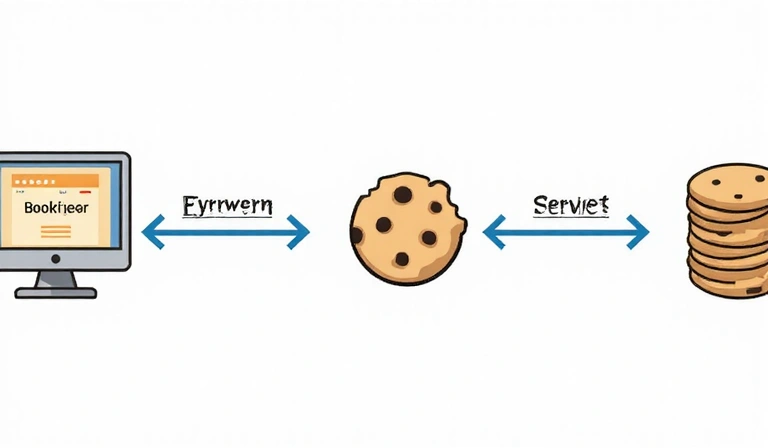 Diagram showing how cookies work between a web browser and a server