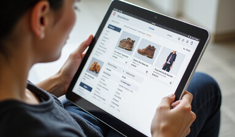 Osoba składająca zamówienie online na tablecie