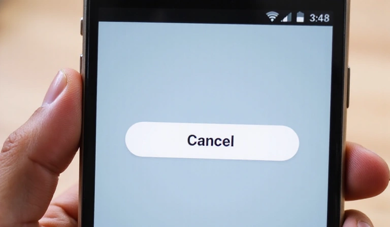 Telefon z ikoną 'anuluj' na ekranie