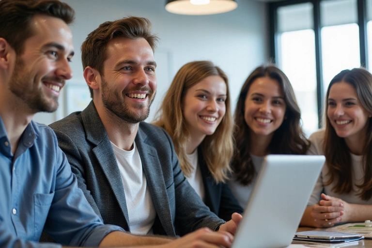 Zdjęcie przedstawiające zespół KrakowForzaTonixStore, uśmiechniętych i zaangażowanych ludzi.
