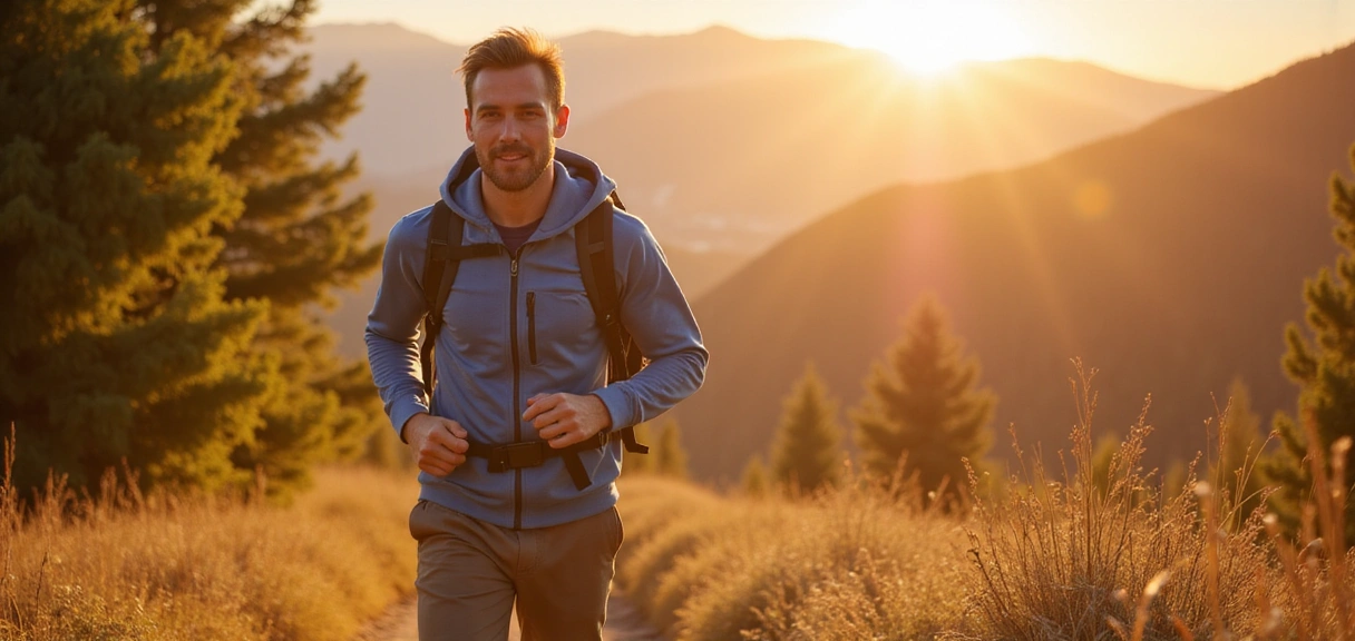 Mężczyzna pełen energii w naturze